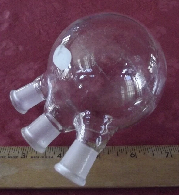 Ace glass USA pyrex round bottom 3 neck boiling reaction flask 250ml #9465-13
