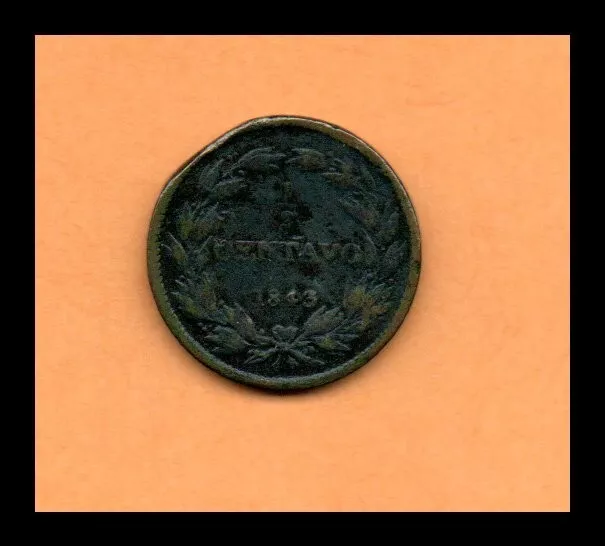 Venezuela Coin 1/2 Half Centavo "Monaguero" 1843, Copper, 23mm, 6gr