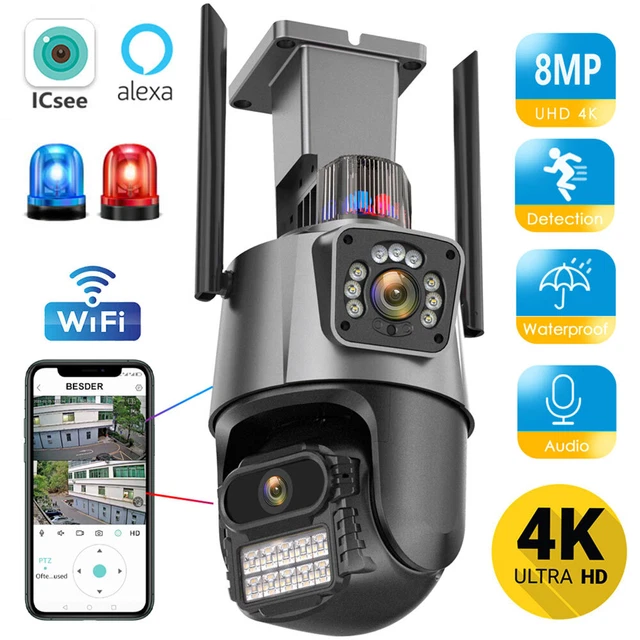 WIFI IP CAMERA Outdoor 8MP 4K HD NETZWERK FUNK WLAN AUßEN