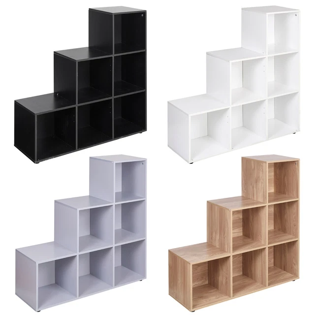 6 CUBE STEP Storage Bookcase Unit Shelf Home Office Organiser Display