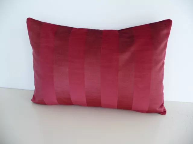 RED with SHINY RED STRIPES OBLONG VELVET CUSHION COVER limited stock