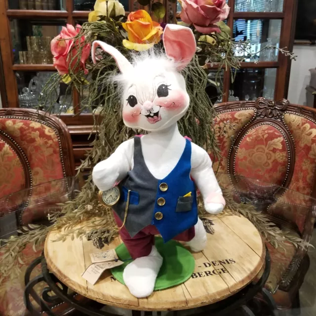 Jumbo Annalee Easter Bunny Rabbit Holding Pocket Watch Just in Time 18"