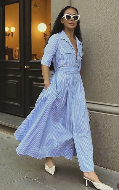 zara blue and white striped shirt dress Mersea Women's Charlie Short Shirt Dress in Liberty Stripe