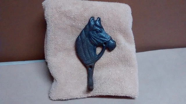 2 Cast Iron Horse Head single hook  Coat Towel Rack  Cowboy Rustic