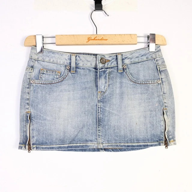 Gonna GUESS Taglia 25 Donna Cotone Elastica Blu Woman Skirt Jeans Denim Logo