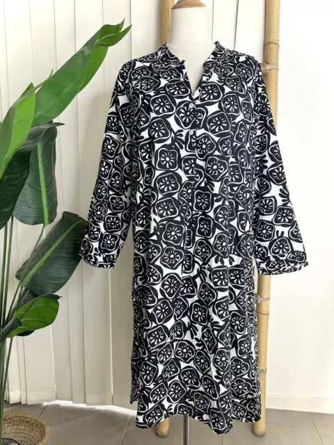 Adrift Cotton Black & White Pattern Long Sleeve Dress Size XL Women’s