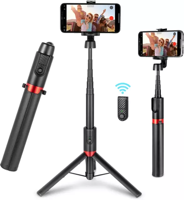 ST20 Portable Selfie Stick Tripod with Bluetooth Remote Extendable Travel Lightw