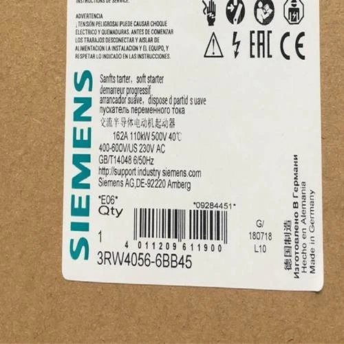 New Siemens 3RW4056-6BB45 SIRIUS Soft Starter S6 162A 110 kW 3RW40566BB45