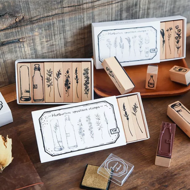 Vintage Blume Pflanze Holz Stempel Set DIY Scrapbooking Bastel Tagebuch Dekor