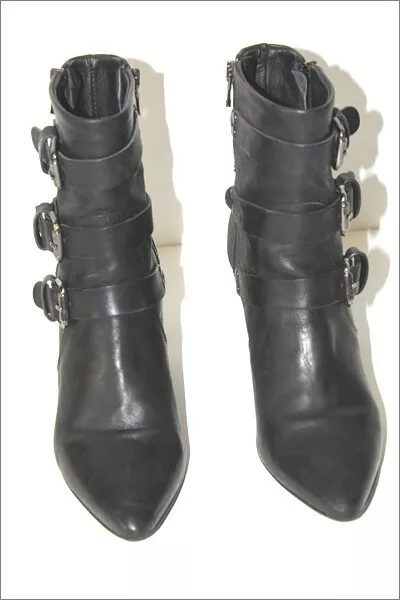 MIMMU Bottines Boots à Talons Cuir Noir Doublées Cuir T 37 TBE 3