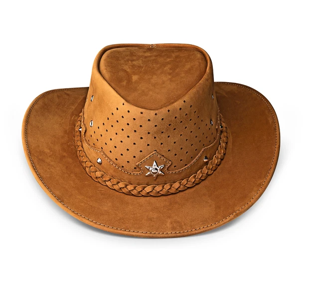 Chapeau de Cowboy Style Australien Whisky Cuir Hommes et Femmes Cowgirl Pêcheur 3