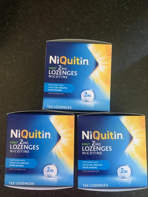 3 pastillas de nicotina como nuevas NiQuitin 2 mg - paquete 132 396 total - vencimiento: 08/24 -