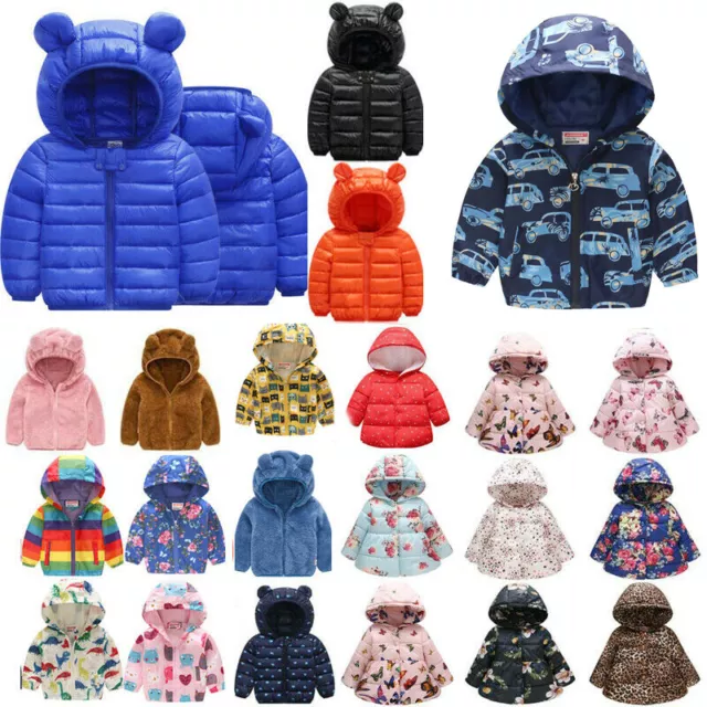 Baby Kids Boys Girls Warm Jacket Hooded Coat Outwear Winter Toddler Casual Tops