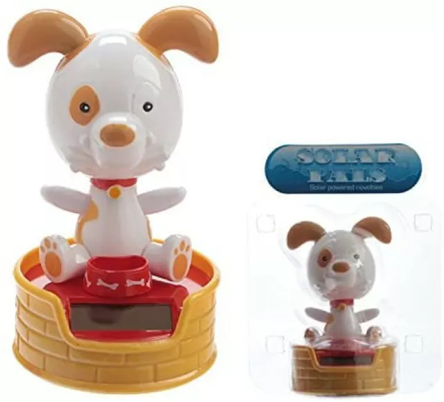 Solar Powered Dog And Bowl Novelty Figurine  No Need For Batteries Ff93