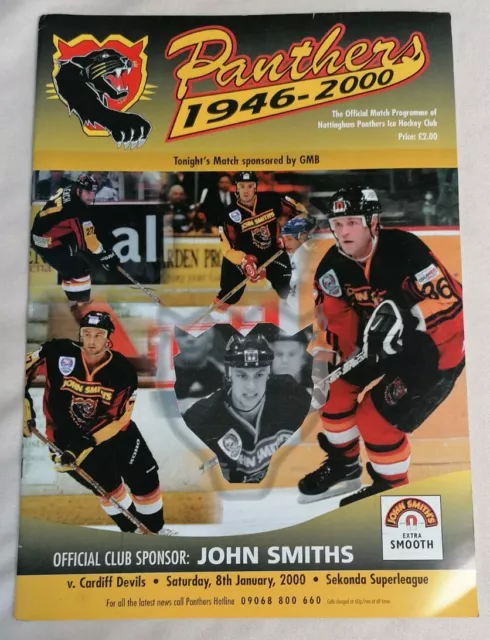PROGRAMME - UK Ice Hockey Nottingham Panthers V Cardiff Devils 8th Jan 2000