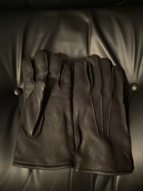 Polo Ralph Lauren Cashmere/wool -Lined Leather Men's Black Gloves Large