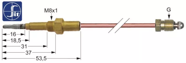 Thermoelement Gashahnanschluss M9x1 L 1.000 mm passend für Electrolux