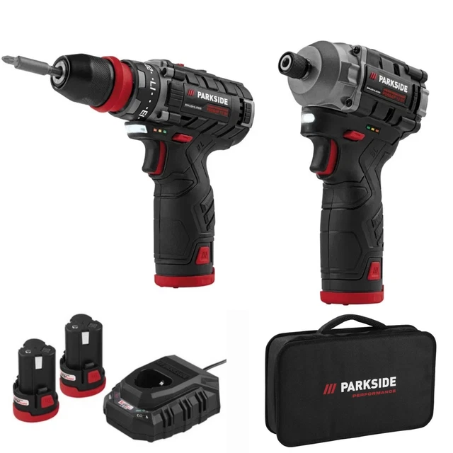 PARKSIDE PERFORMANCE 12V Starter Set Cordless Drill Driver & Impact ...