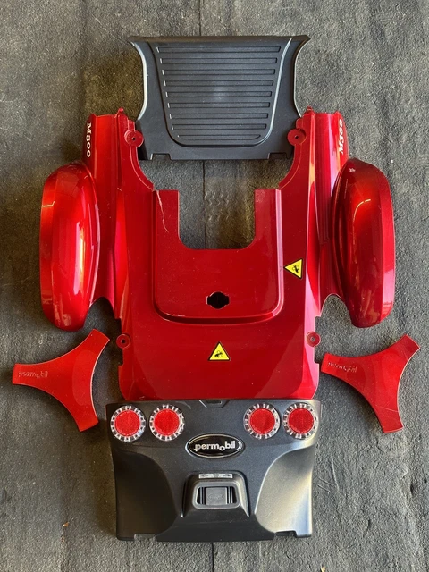 Juego completo de marco de funda y carrocería de plástico rojo para silla de ruedas Permobil M300