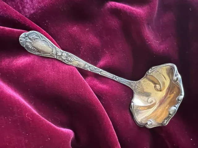 Antique Sterling Silver Sauce Ladle with Grapevine Pattern (no maker's mark) 