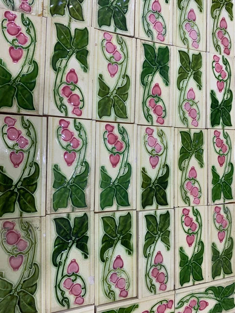 Tiles Rare Antique Vintage Architecture 6x3 inch Backsplash Art Deco England 16