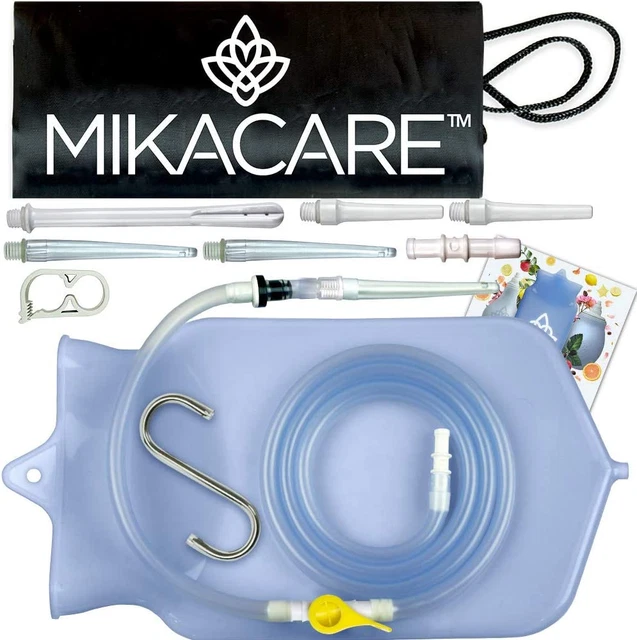 Kit de bolsa de enema Mikacare silicona transparente no tóxica. Kit para café y enema para C
