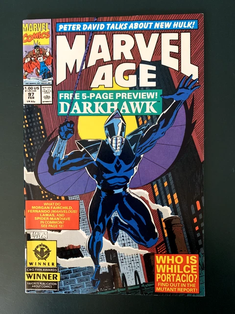 Vintage Feb. 1991 Marvel Age #97, 1st Appearance Darkhawk Comic Book+++