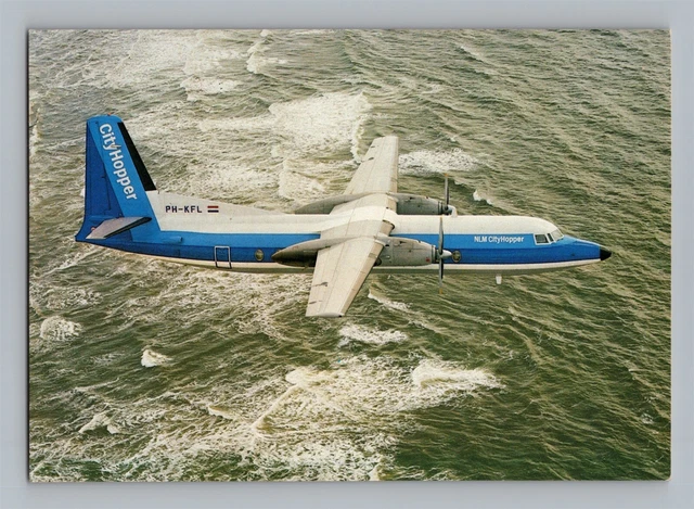 Airplane Postcard NLM City Hopper Airlines Issue Fokker F-27 Friendship AZ12
