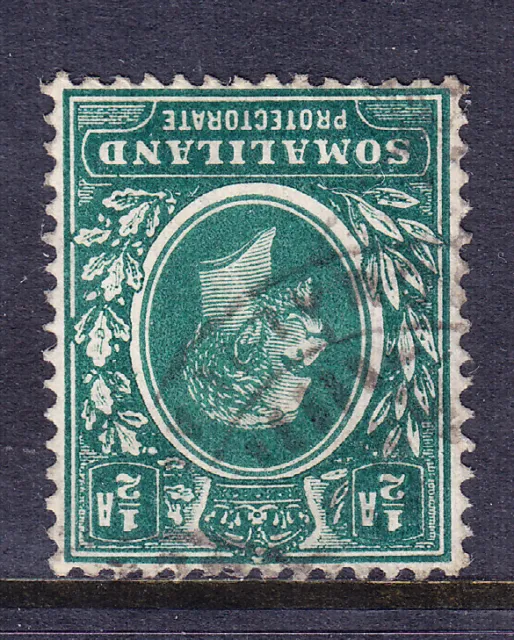 SOMALILAND PROTECTORATE GV 1913 SG60w 1/2a green wmk MCA inv superb used cat £65