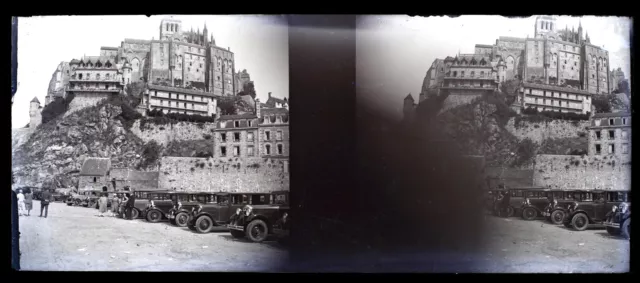 FRANCE Mont-Saint-Michel c1930 Photo NEGATIVE Plaque verre Stereo V36L2n1