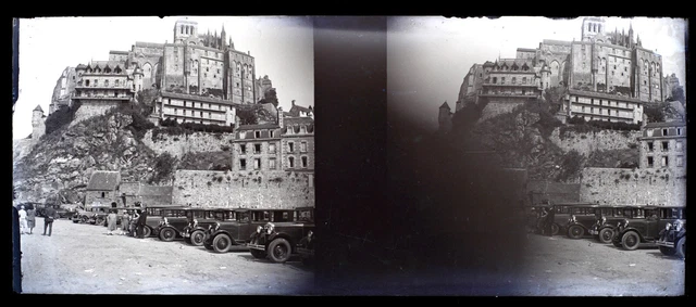 FRANCE Mont-Saint-Michel c1930 Photo NEGATIVE Plaque verre Stereo V36L2n1