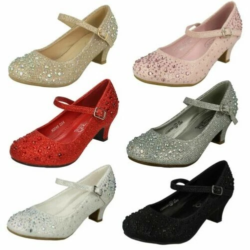Bambine Spot On Scintillante Gattino Tacco Scarpe da Festa