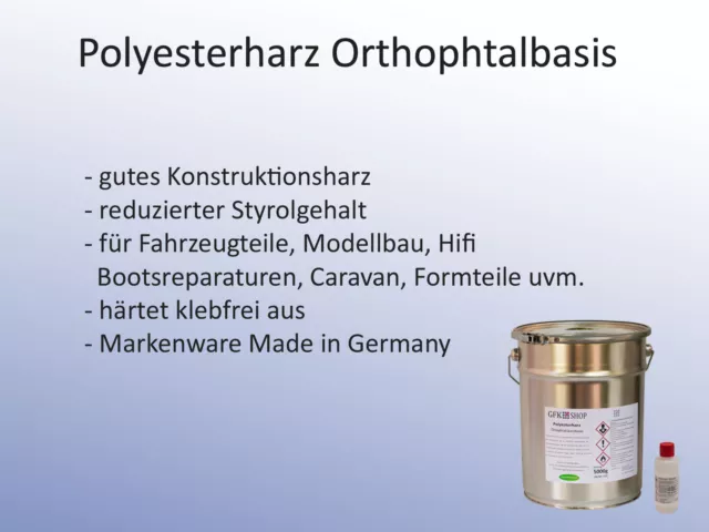 5 Kg Polyesterharz, Harz, Ortophtal, Plus Härter Für Glasfaser, Styrolreduziert 2