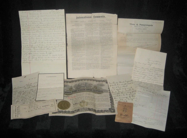 Lot of Vintage Paper ~  Letters, Receipts, Etc.  ~ 1870s -1920s