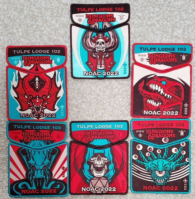 Boy Scout OA 102 Tulpe Lodge 2022 NOAC Dungeons & Dragons 12 piece Flap Set