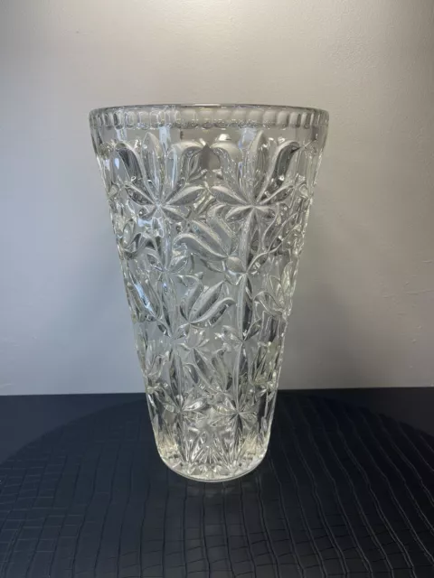 Ancien Grand Vase en Cristal Taillé  Décor Floral Oberglas Austria Vintage Rétro 2