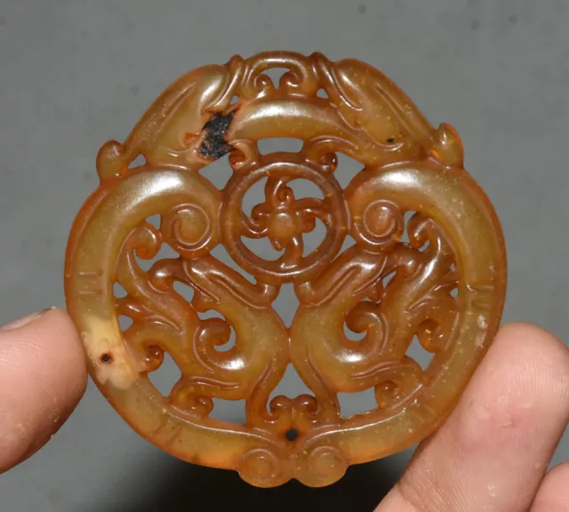 5CM Hongshan Kultur Alte Jade Drache Phoenix Vogel Beast Yubi Amulett Anhänger