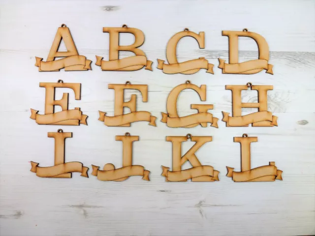 Baubles Wooden INITIAL LETTER BANNER PLAQUE xmas tree decoration wood MDF Z6
