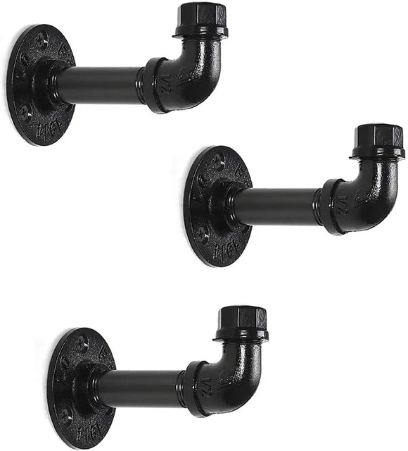 3 Pcs Industrial Pipe Hooks Wall Mounted Clothes Holder Heavy Duty Towel Hanger