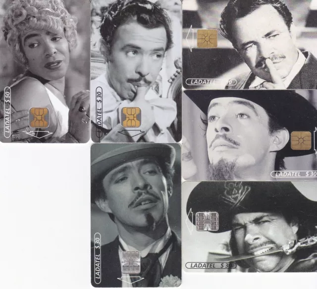 Vintage TELMEX LADATEL Phone card set of 6 Gestos de TINTAN movie actor used