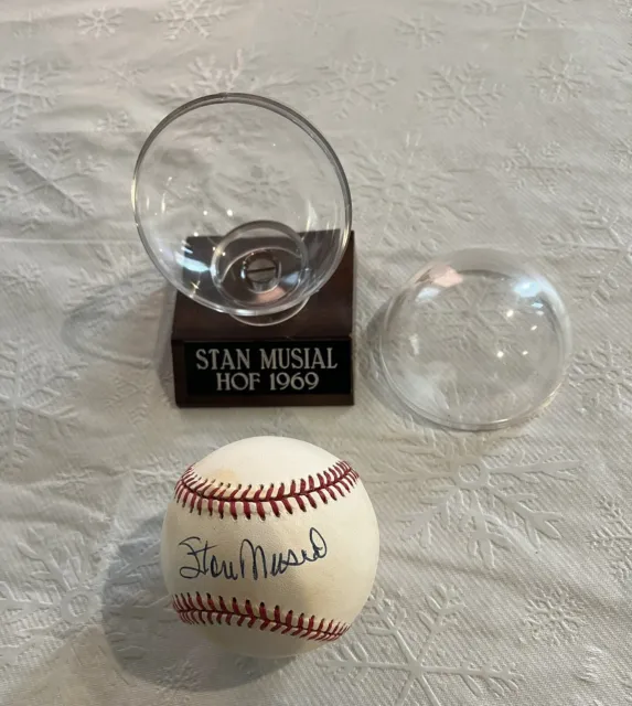 MLB Stan Musial HOF Rawlings Baseball Nice Shape In Case