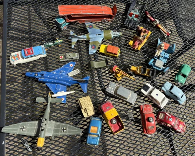 Lot of old Corgi/ Dinky/ Matchbox/ Lensey toys 1960s/70s  + M8 Car Transporter