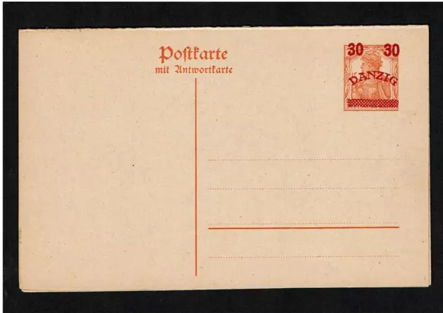 DANZIG, P 9, 30 Pf,  F/A Postkarte GERMANIA-GANZSACHE, ungebraucht Sept. 1920