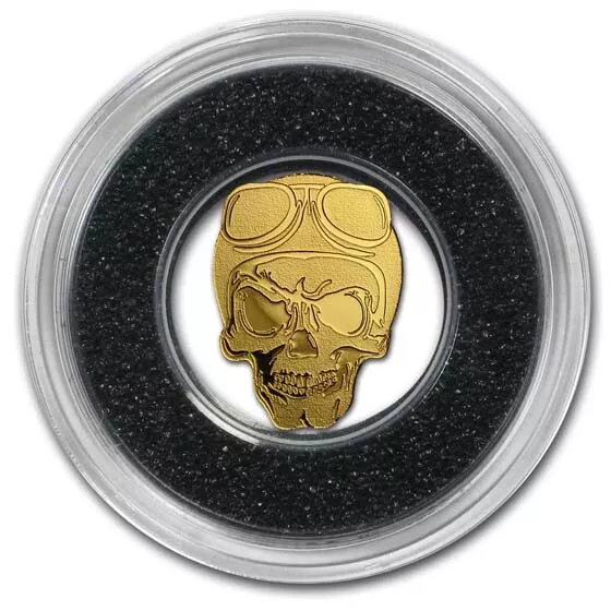 Palau 1/2 gram Gold $1 Golden Biker Skull 3