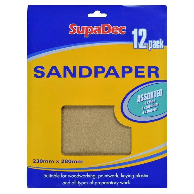 SupaDec General Purpose Sandpaper - Mixed (Pack Of 12) (ST5427)
