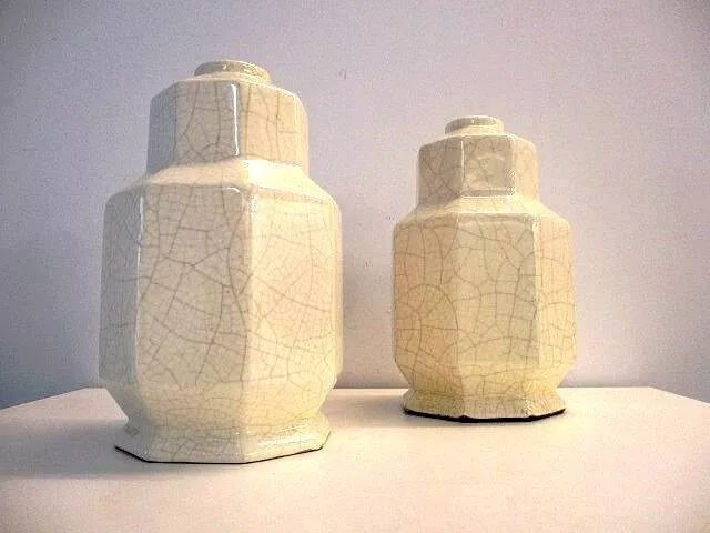 Saint Clément - paire de vases craquelés - Art-Déco (1930).