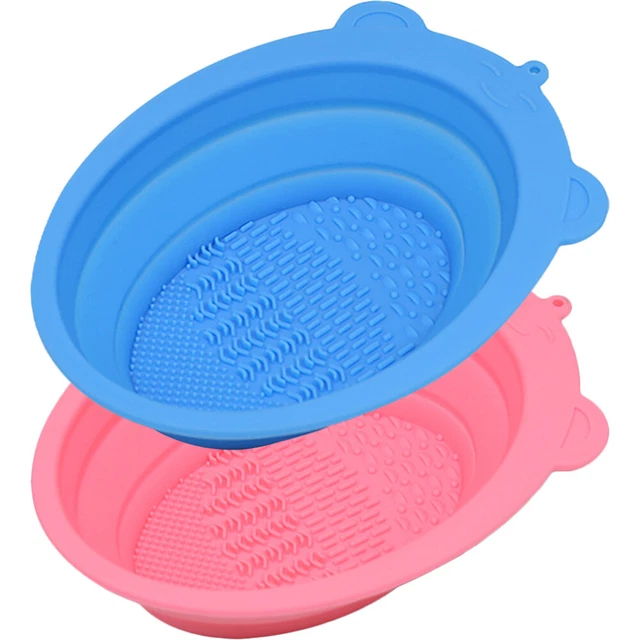 2PCS Cosmetics Brush Nettoyer Pad Brush Nettoyage Bol Portable Voyage Brush Nett