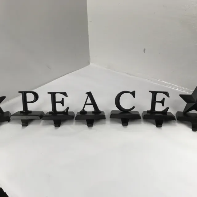 Christmas Mantle Shelf Stocking Hangers Metal Holder Letters  *PEACE*