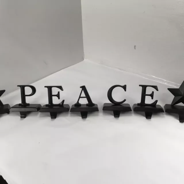 Christmas Mantle Shelf Stocking Hangers Metal Holder Letters  *PEACE*