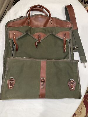 Vintage Gokey Gokeys Battenkill Leather & Canvas Garment Clothing Bag Luggage